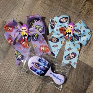 K-Pop Demon Hunters 3-Pack Hair Bundle NEW Rumi Hair Bows & Brush